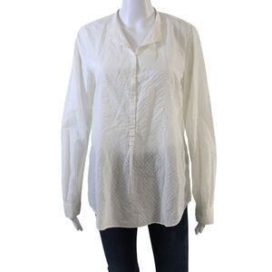 Massimo Alba Womens Polka Dot Button Down Long Sleeves Shirt White Size Small